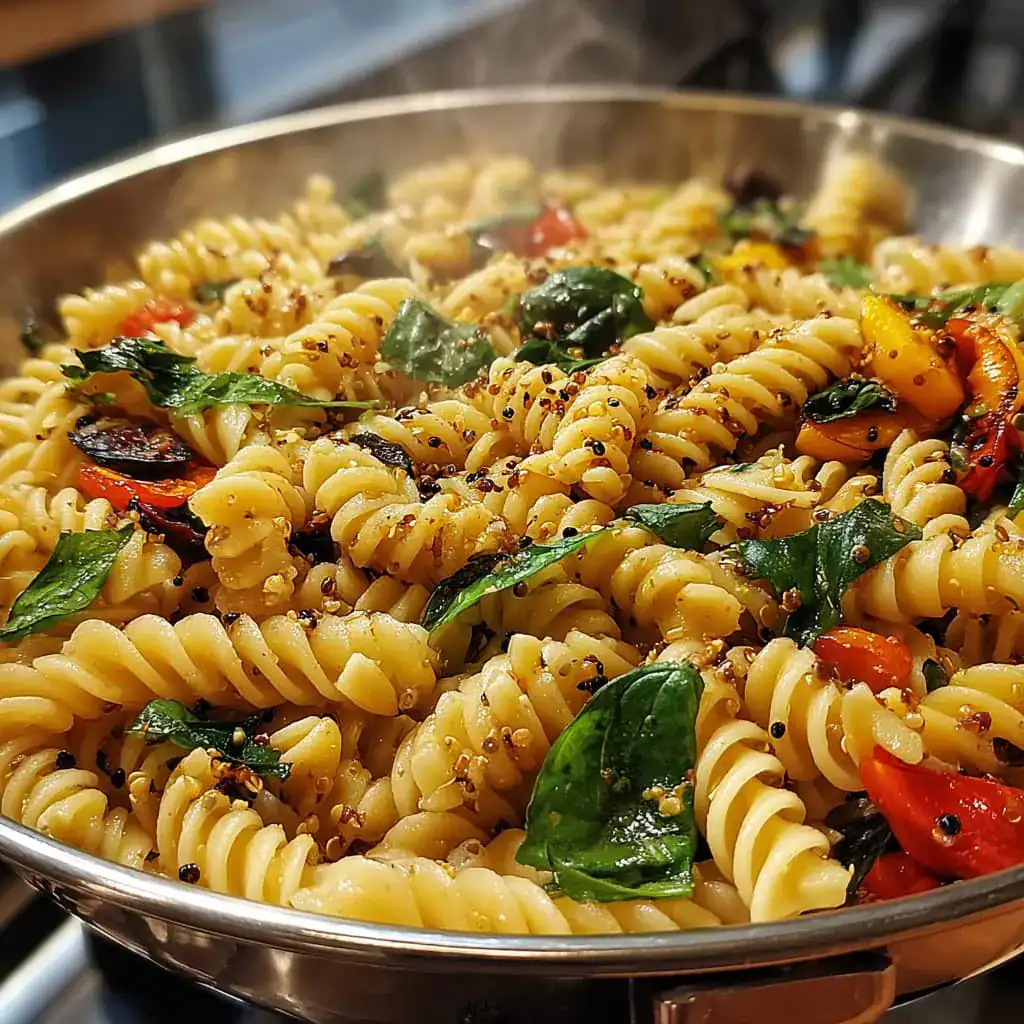 Quinoa gluten free protein pasta with roasted vegetables
