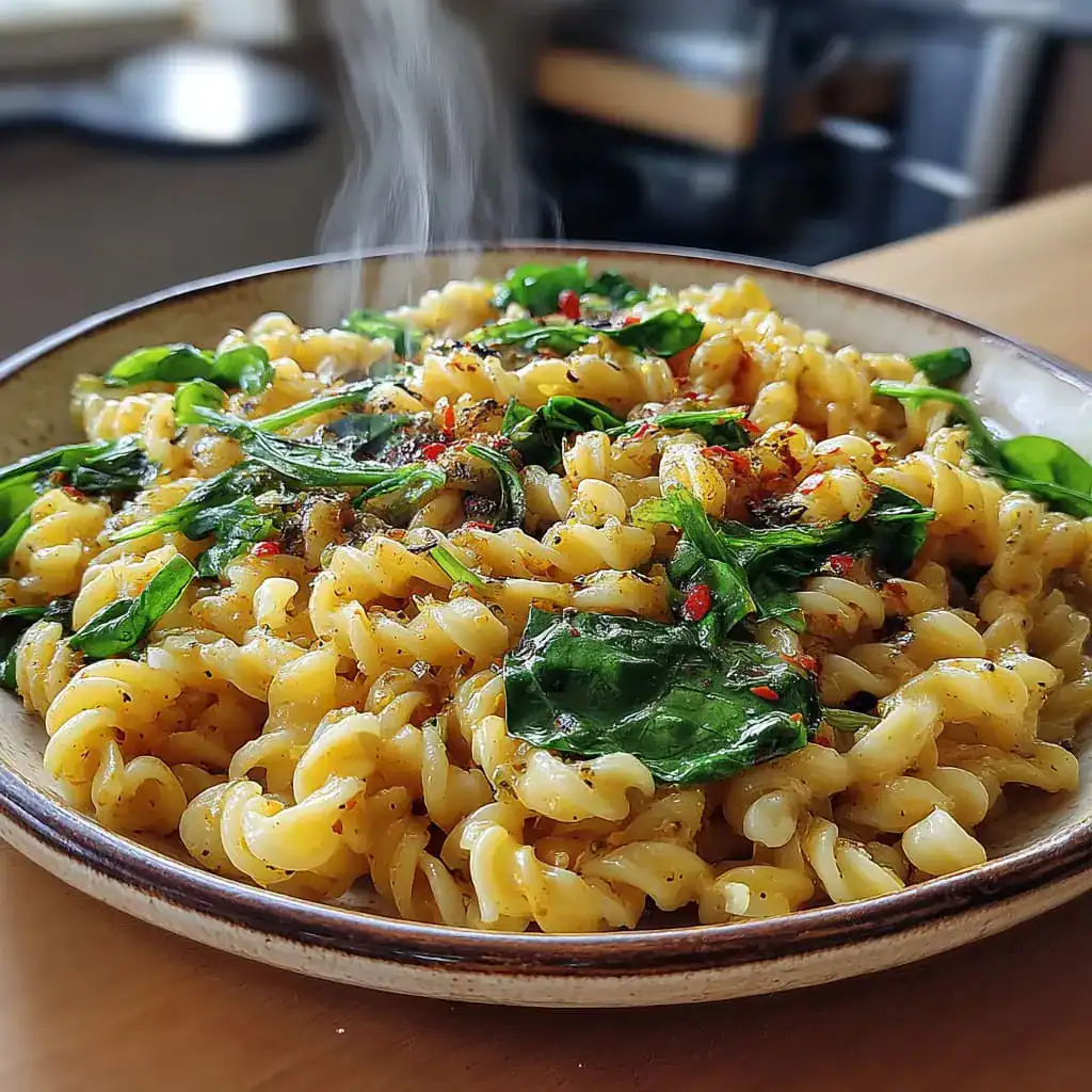 Gluten free protein pasta made from red lentils with spinach