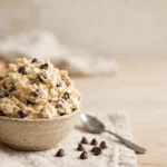 Cottage cheese cookie dough with chocolate chips in a bowl