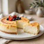 High-protein cottage cheese cheesecake with fresh berries