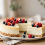 Creamy cottage cheese cheesecake with fresh berries