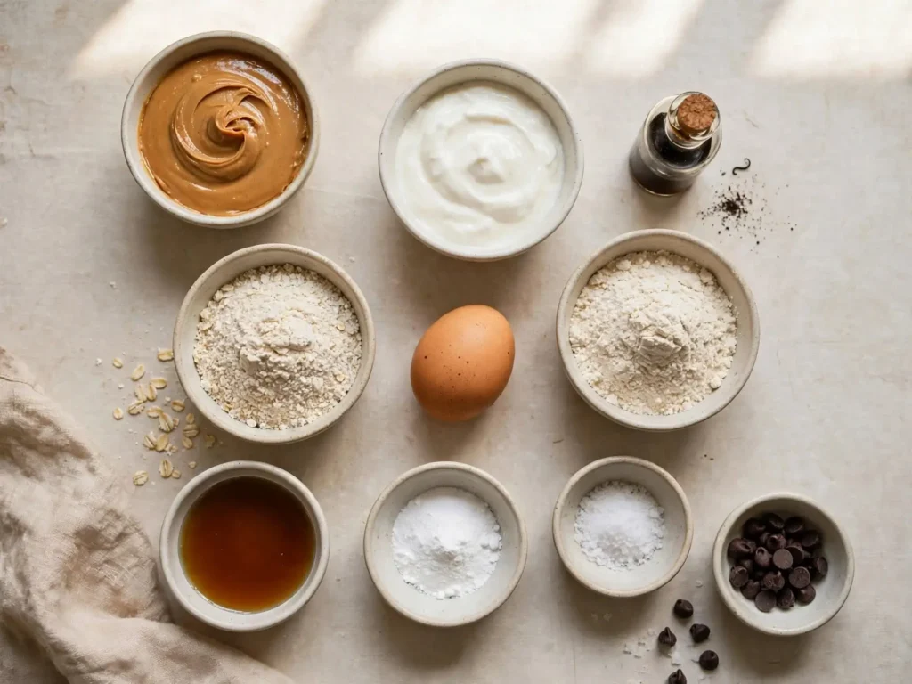 Ingredients for peanut butter protein cookies